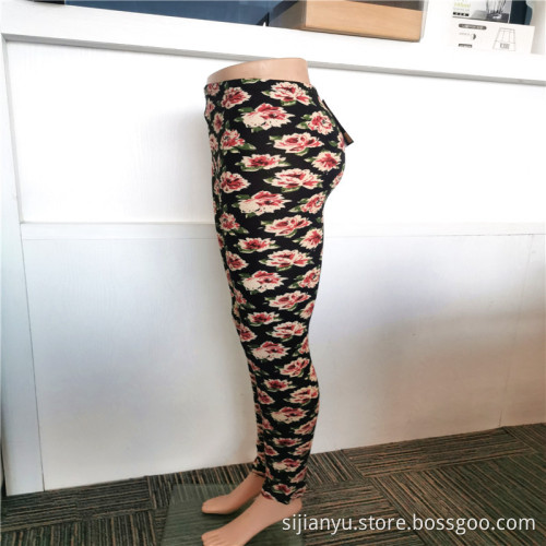 Fashionable Peony Printed Indoor Under Wear Leggings